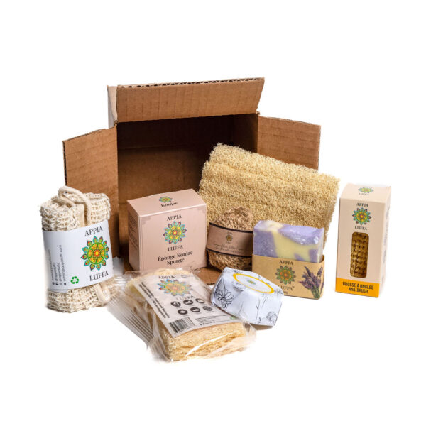 Dans ce Coffret contenant 8 articles, vous découvrirez une variété de produits hydratants pour le corps. Éponge konjac Éponge Luffa 15cm Serviette Sisal Brosse à ongles Luffa 13cm Petite Éponge d'agave 1 savon avec odeur 1 savons sans odeur
